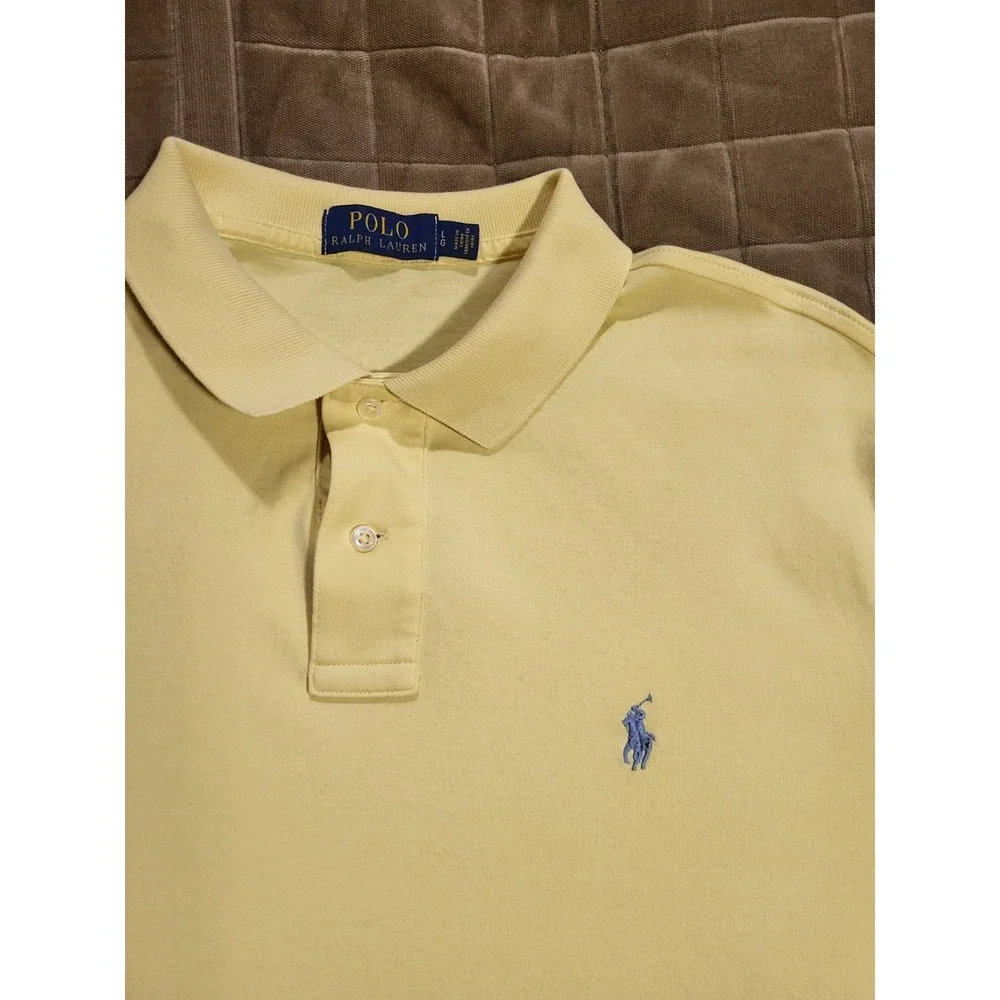 Polo Ralph Lauren Polo Shirt Mens Large Classic Fit Neon Yellow Short Sleeve